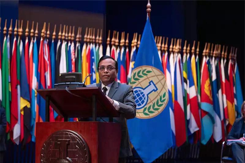 Image caption: Mr. D. Sothi Selvam, Director General of Indian Chemical Council (ICC), delivers his acceptance speech upon receiving the prestigious 2024 OPCW-The Hague Award.